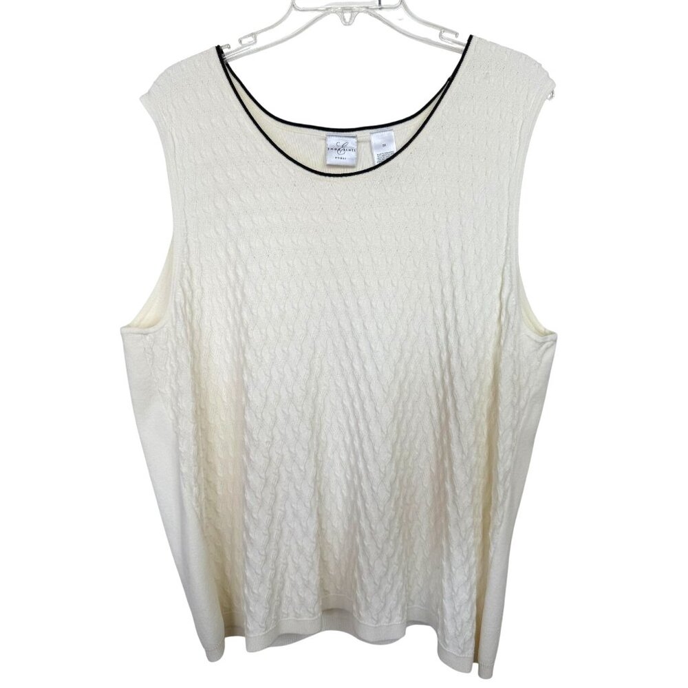 Emma James Woman Vintage Ivory Sleeveless Top 3X Office Minimalist Y2K Preppy